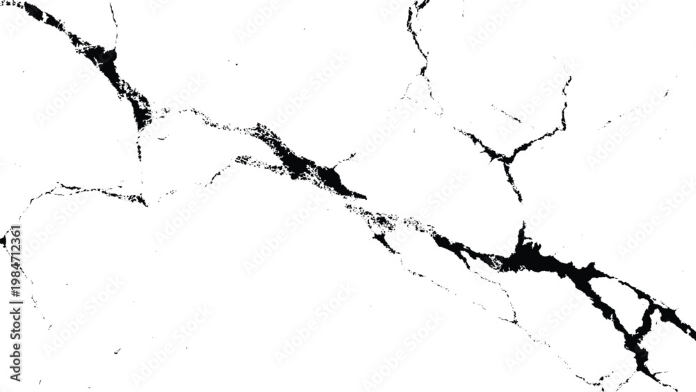 Naklejka premium Cracked white surface with black lines and broken pattern