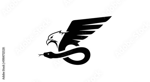 Mythical Griffin Bird and Snake Logo Symbol