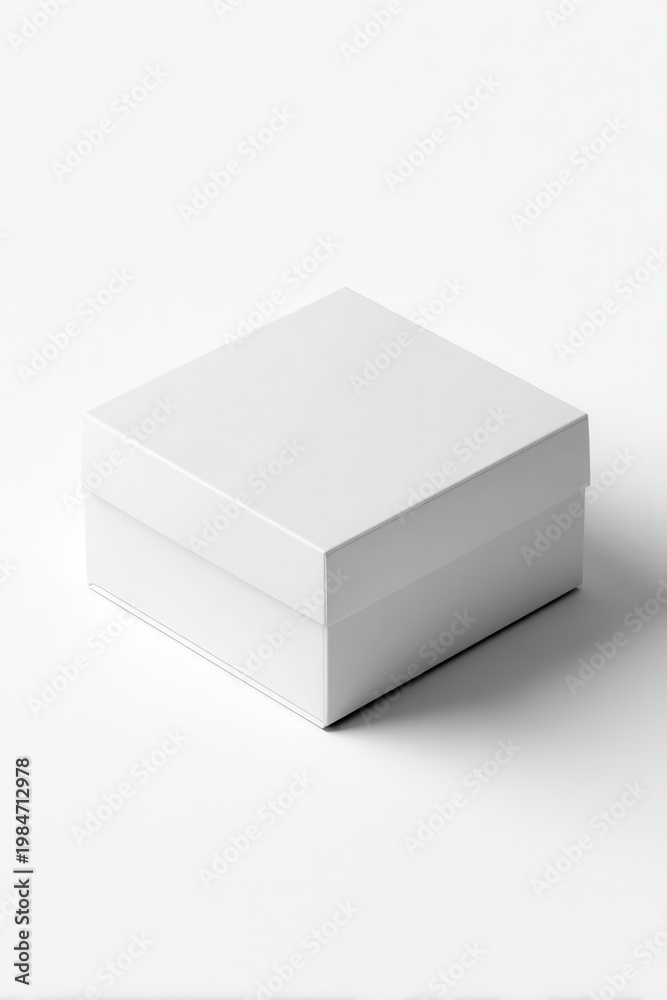 Fototapeta premium Minimalist white box rests on plain background