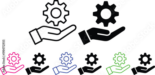 Collaborative hands offering interconnected gears for teamwork and synergy