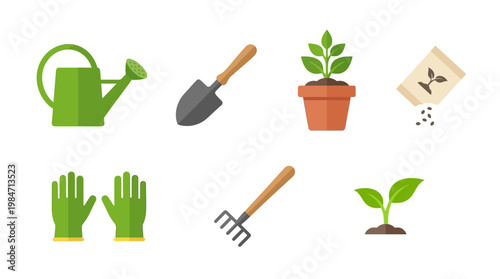 Gardening tools and gloves for planting seeds in pots outdoors with care and precision always.