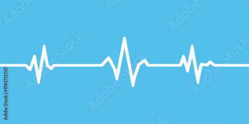 Blue cardiogram line forming a heart shape on a digital EKG monitor display to represent medical health and a steady heartbeat pulse rate