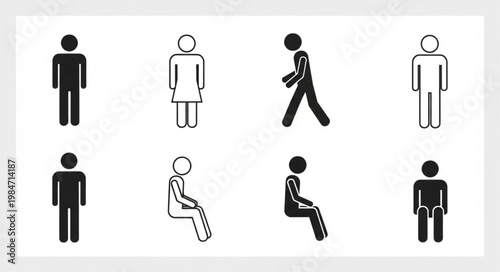 Fotografía Collection of stick figure people icons in various poses.