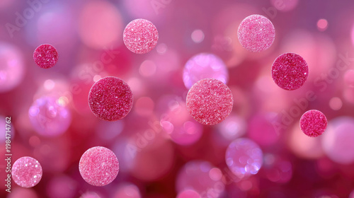 Abstract Pink Spheres Floating in a Dreamy SoftFocus Background.