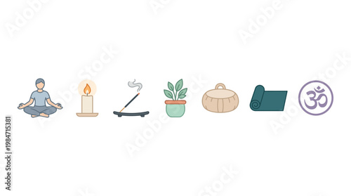 Person meditates peacefully with candle, incense, and green plant nearby indoors.