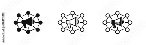 Viral Marketing Network Megaphone Icon Set