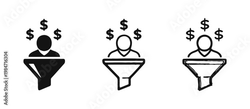 Sales Funnel Customer Conversion Icon Set