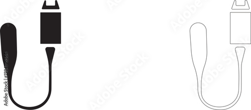 Data cable. Filled and outline vector icon.