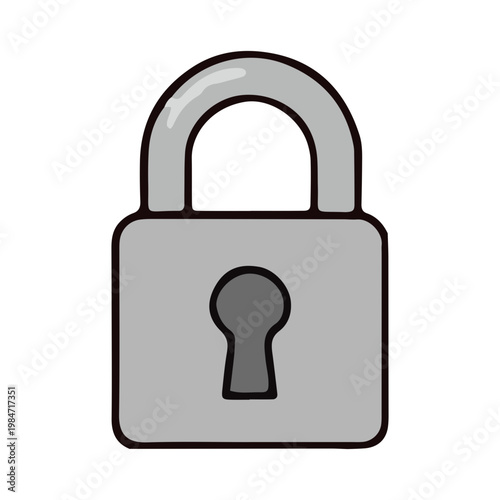Simple Grey Padlock Icon Illustration