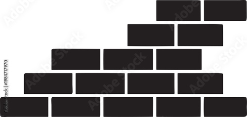 Brick Wall Triangle Silhouette – Stepped Construction Masonry Vector Icon .