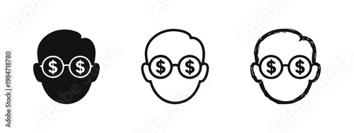 Wealth Mindset and Money Vision Icons showing Dollar Spectacles