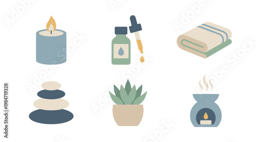 Spa ambiance with candles, towels, and plants for relaxation therapy