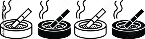 Illustration of cigarettes being extinguished in ashtrays sequentially
