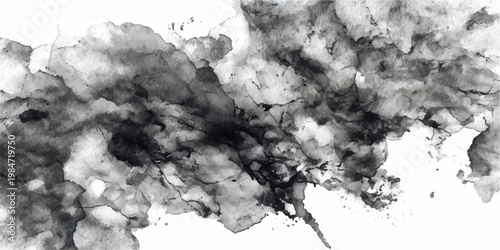 Abstract grunge black and white background with a textured blend of smoke and vintage paper clouds