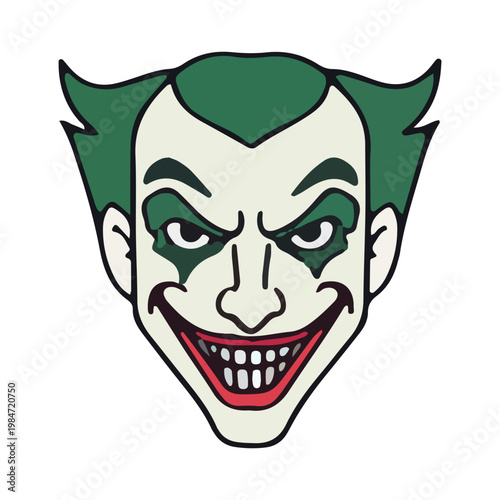 Evil Clown Face Vector Illustration