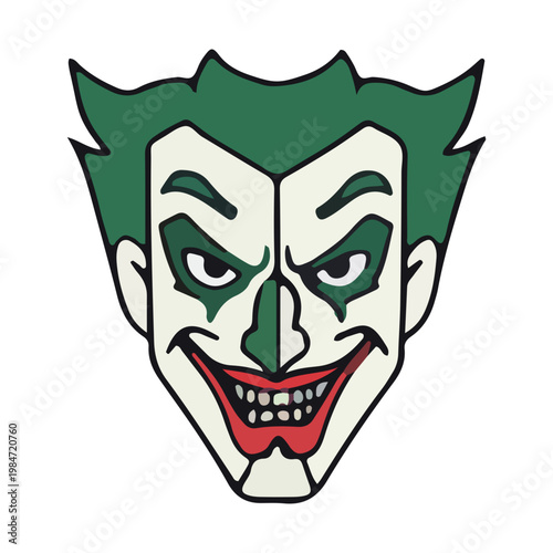 Stylized Evil Clown Face Illustration