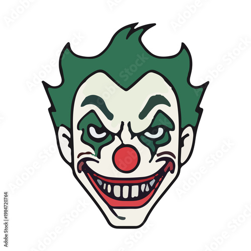 Evil Clown Face Vector Illustration