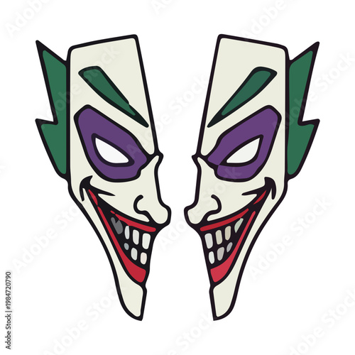 Evil Clown Mask Vector Illustration