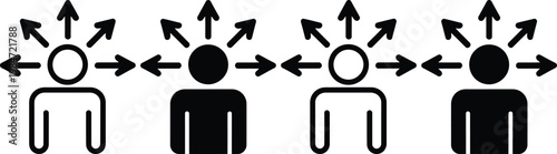 Illustration of communication and interaction between two pairs of individuals