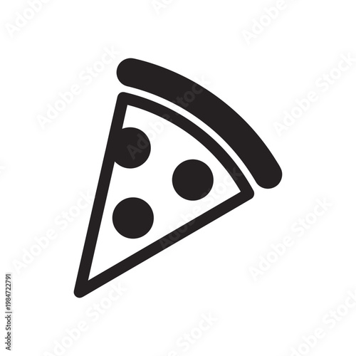 Pizza slice icon in black and white