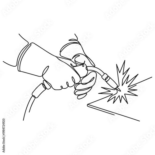 A skilled craftsman welding metal, creating sparks with precision