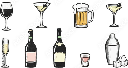 The style is simple and clean, with a slightly textured, hand-drawn feel. 