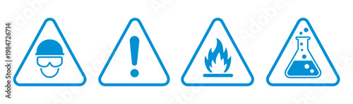 Biohazard warning icon set radiation skull and crossbones flammable chemical hazard high voltage explosive exclamation mark safety symbols collection vector