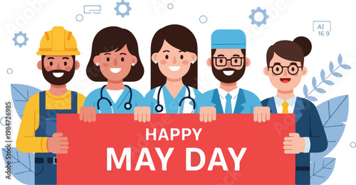 People Holding May Day Sign.