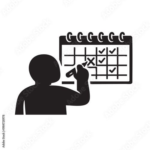 Person Marking Date on Calendar for Schedule Planning