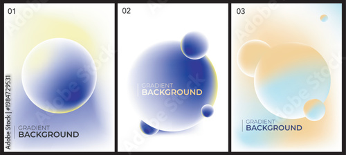 Abstract gradient spheres and circles with soft color transitions on white.