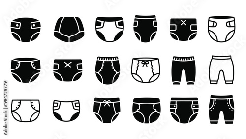 Diaper and Baby Pants icon silhouette vector illustration