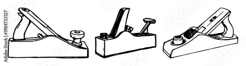 Small block plane set with sketchy black line art design featuring airplane, aircraft, block model with aviation and design