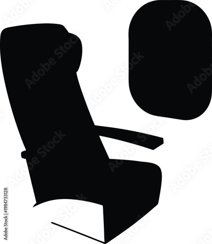 Black silhouette of a reclining chair with headrest