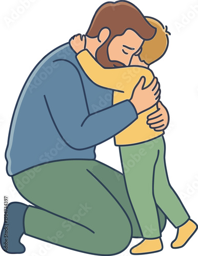 Father Hugging Son Tenderly, Expressing Love and Connection, Family Bonding Moment