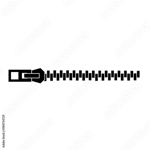 Black and white zipper icon, a simple graphic representation of a fastener.