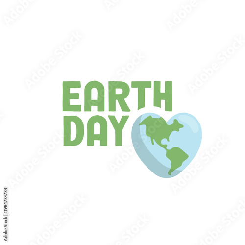Earth day banner with heart shaped planet earth