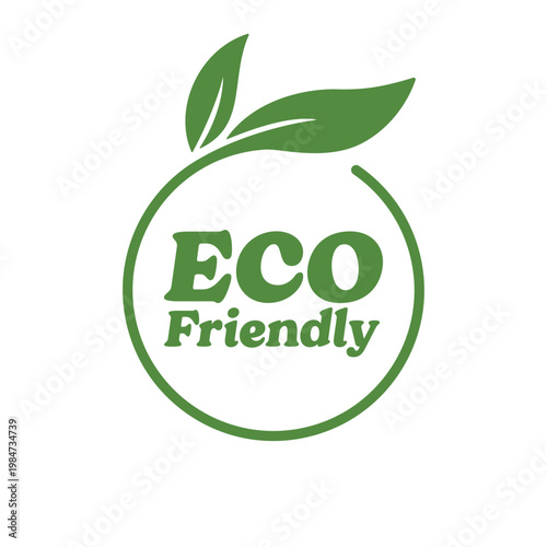 ECO FRIENDLY badge design logo with leaves ecological environmental badge