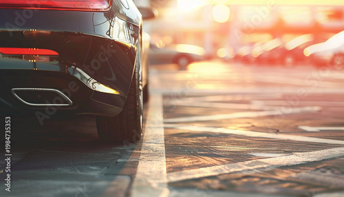 cars on parking with blur background with empty space