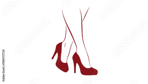 A pair of red high-heeled shoes with crossed legs