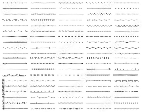 Decorative dividers. Heart, line, swirl, arrow elements for decoration. Calligraphic flourish ornaments. Vintage hand drawn border vector set for greeting and invitation cards, certificates