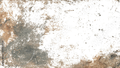 Grungy white background with brown and gray scuff marks and scratches texture