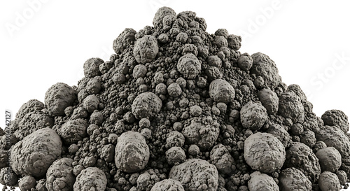 Pile of dark grey irregularly shaped particles material background abstract granular particles aggregate industrial construction substance composition