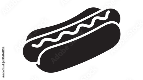 Hot Dog Icon for Fast Food Menu, Restaurant Branding and Street Food Concepts in Black Silhouette