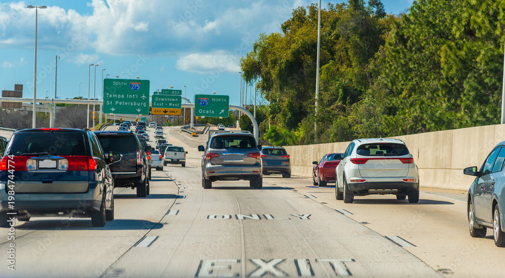 Naklejka premium Exit Only written on a freeway in Central Florida