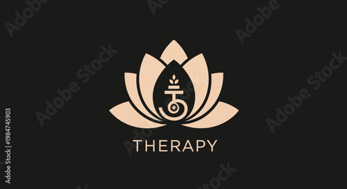 Elegant lotus flower logo with text for wellness and therapy concepts