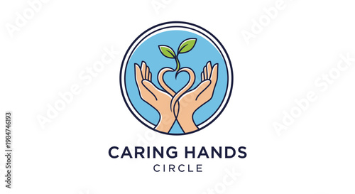 Hands cradle growing plant heart logo concept for healthcare and support