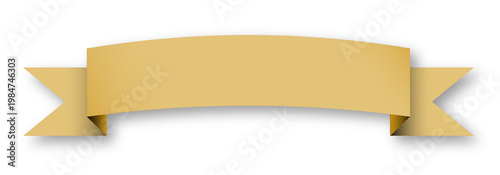 Gold Ribbon Banner Luxury Badge Design Transparent PNG Isolated