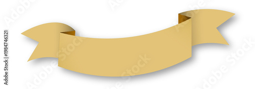 Long Curved Ribbon Gold PNG