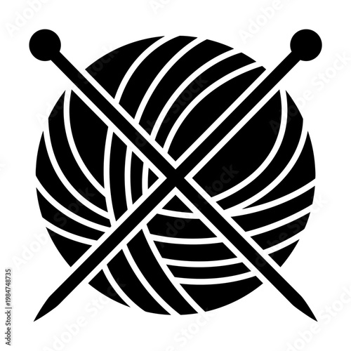 Knitting icon yarn ball and needles