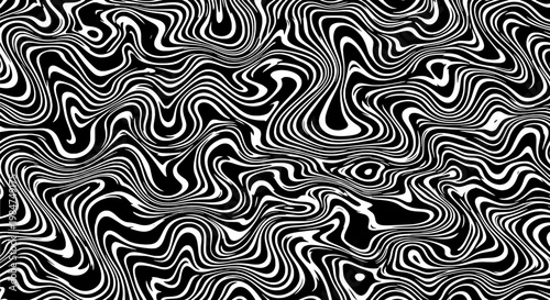 Pattern abstract with swirling black and white lines and organic shapes creating a psychedelic design